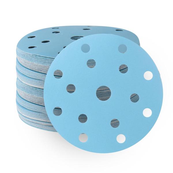 Blue Ceramic Sanding Disc, 14+1 Hole Pattern, Ø 150mm; P240